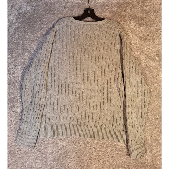 Old Navy Mens XXL Gray Cable Knit Cotton Crewneck Sweater Pullover Casual Cozy - Picture 2 of 13